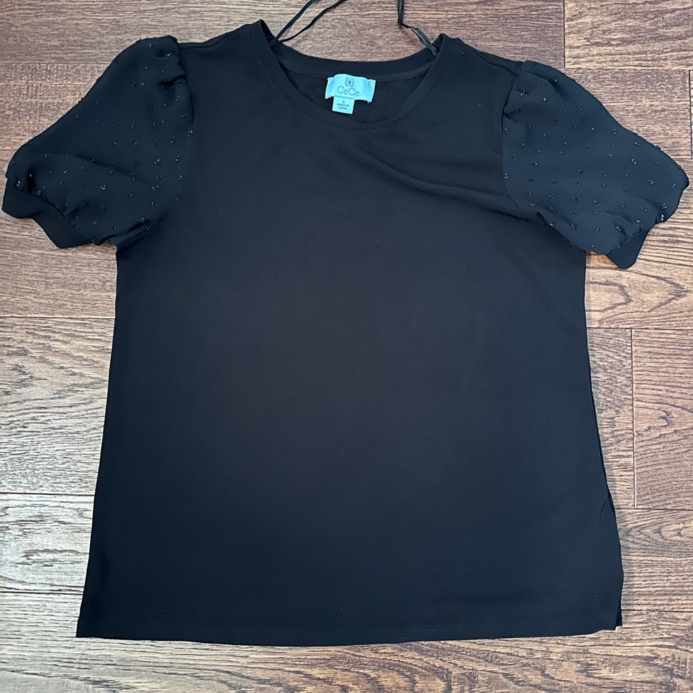 CeCe Black Boxy T-Shirt Blouse
